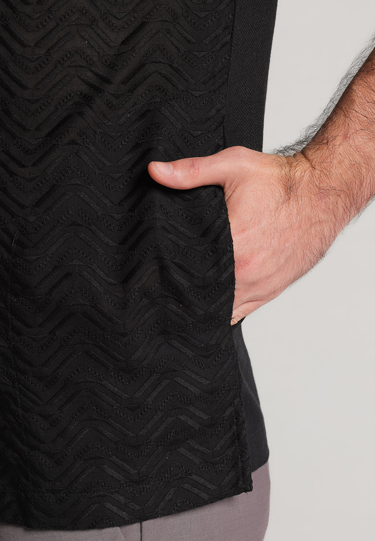 MOC Kemeja Koko Lengan Pendek Pria Arjun - Black