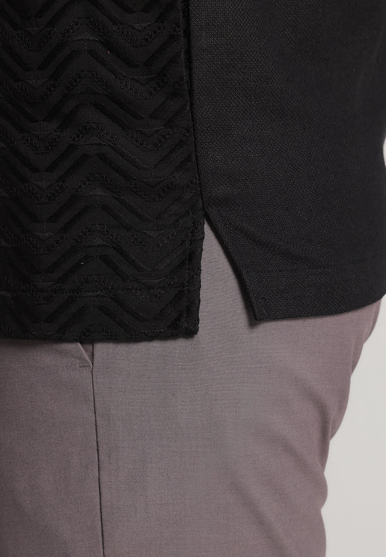 MOC Kemeja Koko Lengan Pendek Pria Arjun - Black