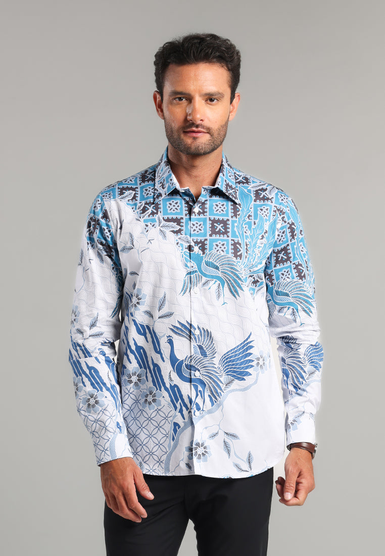 MOC - Kemeja Batik Pria Lengan Panjang Drupada - White