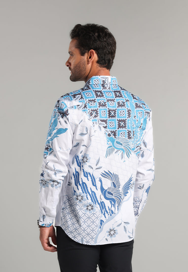 MOC - Kemeja Batik Pria Lengan Panjang Drupada - White