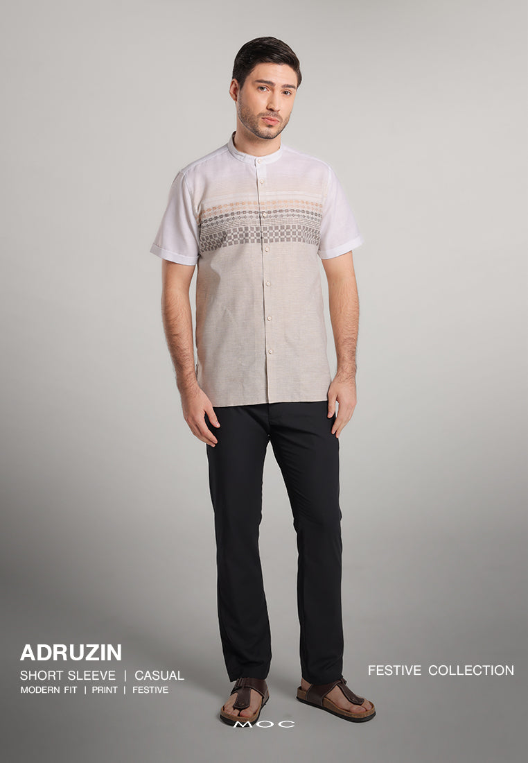 MOC Kemeja Koko Lengan Pendek Pria Adruzin - Khaki