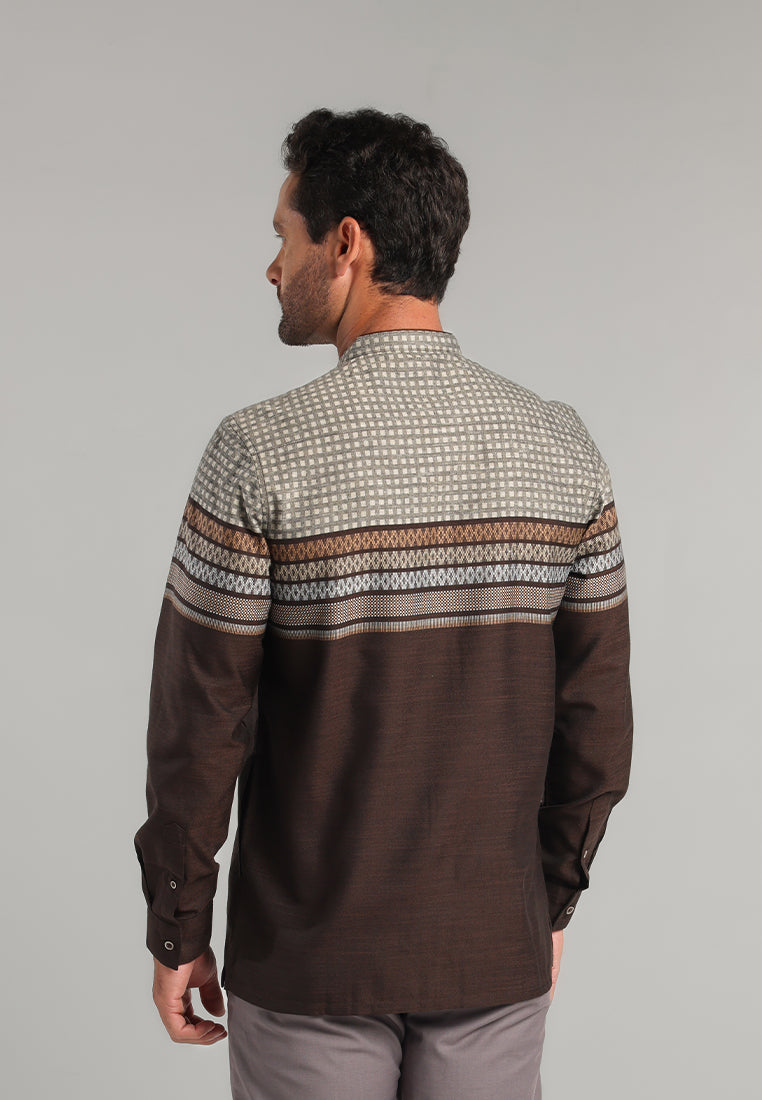 MOC Kemeja Koko Lengan Panjang Pria Harbad - Brown