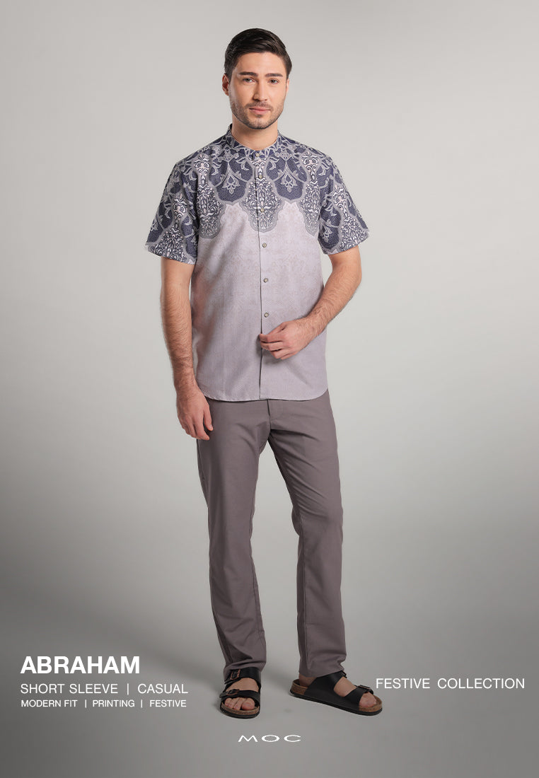 MOC - Kemeja Batik Shanghai Lengan Pendek Abraham - Khaki