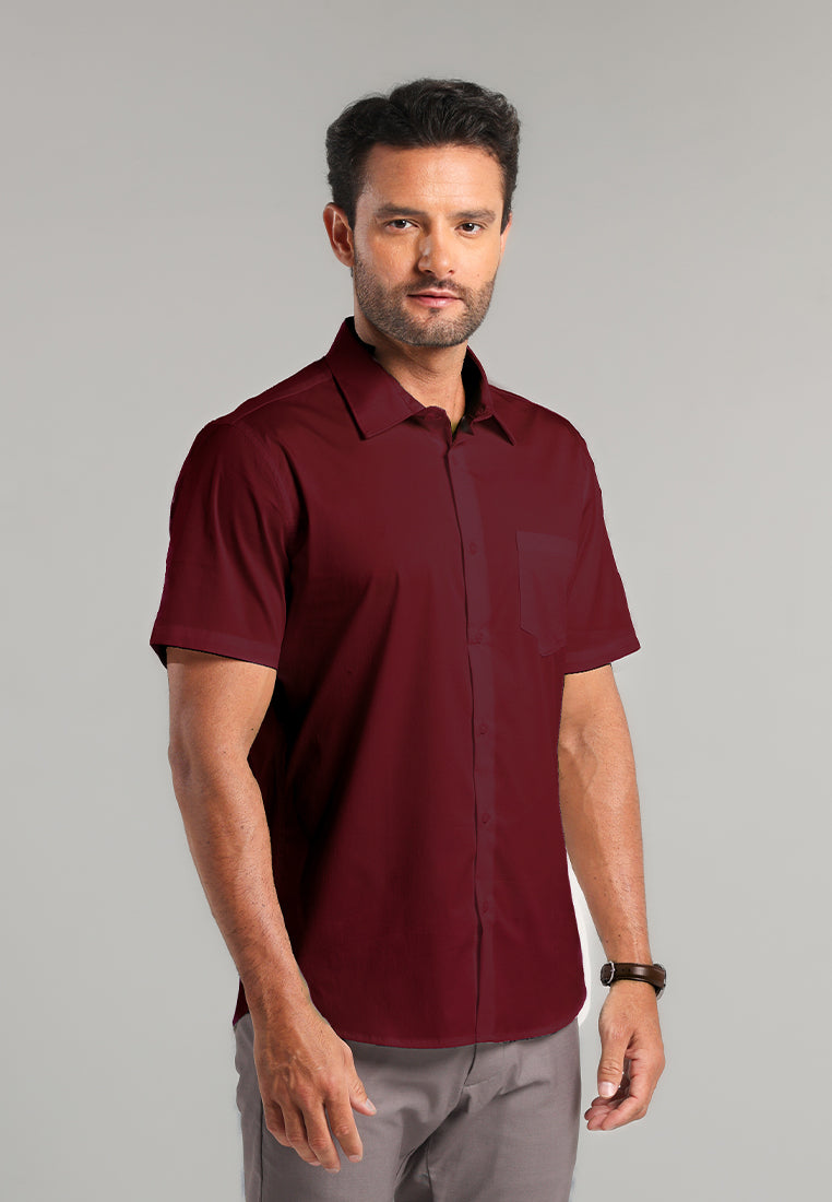 MOC - Kemeja Lengan Pendek Pria Bolivia - Maroon
