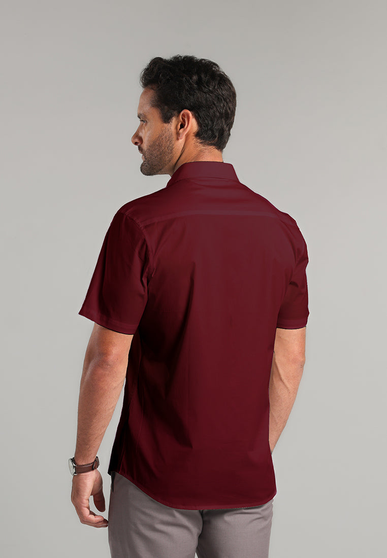 MOC - Kemeja Lengan Pendek Pria Bolivia - Maroon