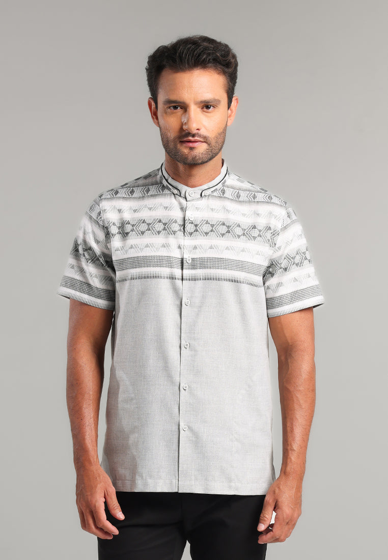 MOC Kemeja Koko Lengan Pendek Pria Ishak - Grey