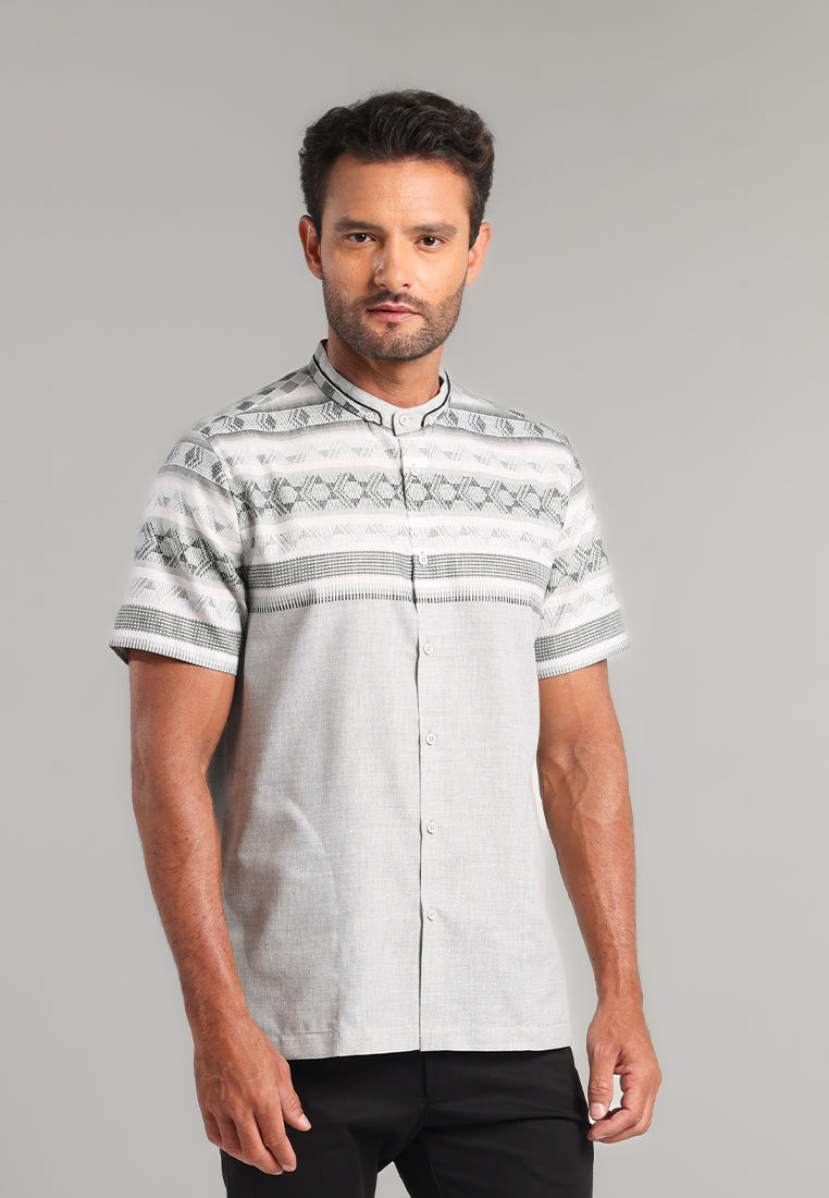 MOC Kemeja Koko Lengan Pendek Pria Ishak - Grey