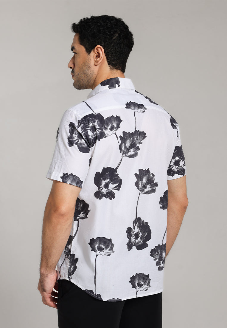 MOC - Kemeja Motif Lengan Pendek Pria Jacksonville - White