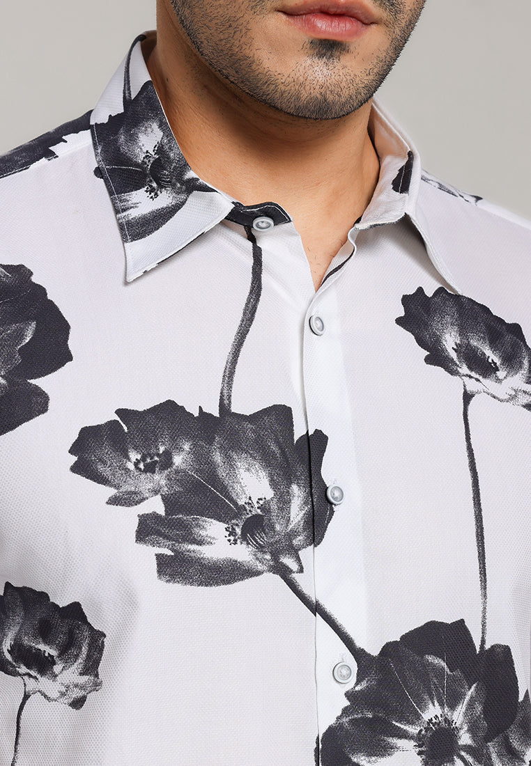 MOC - Kemeja Motif Lengan Pendek Pria Jacksonville - White