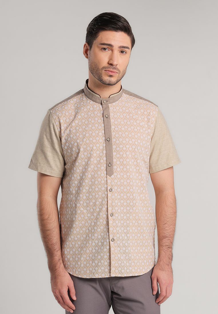 MOC Kemeja Koko Lengan Pendek Pria Emir - Khaki