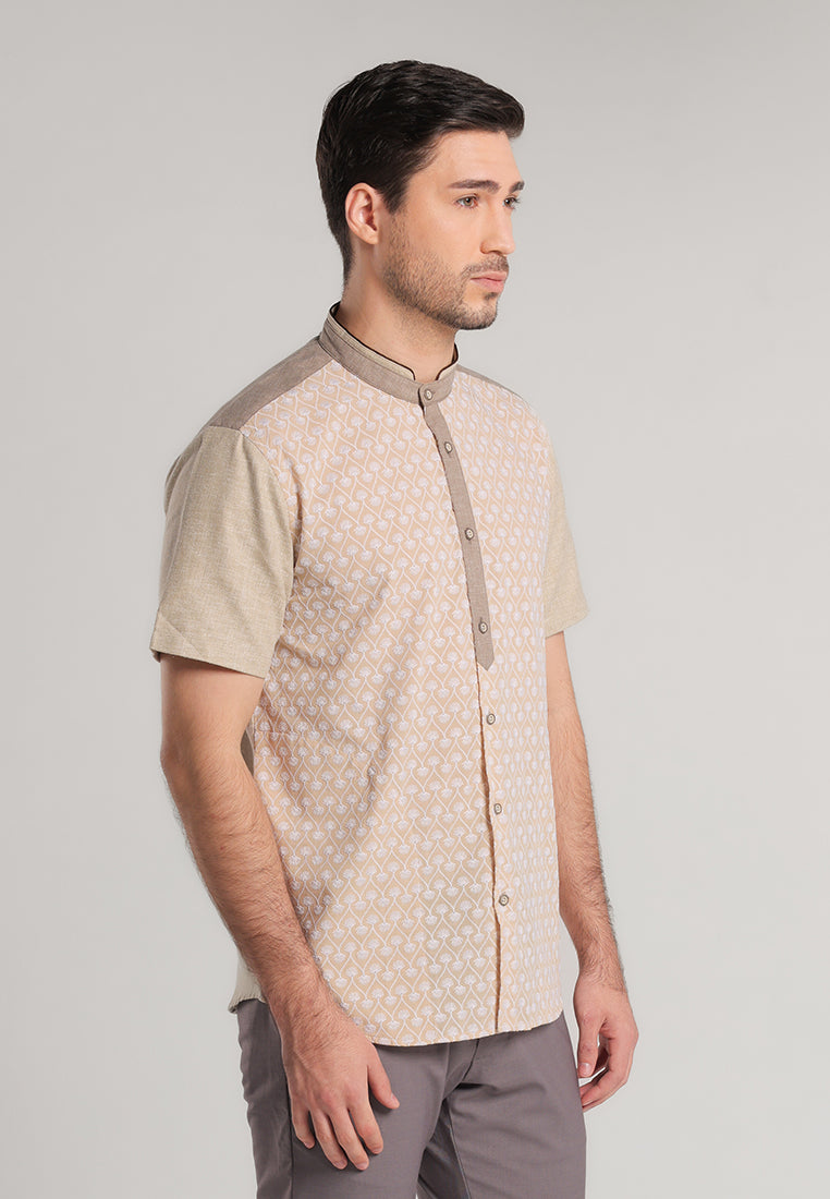 MOC Kemeja Koko Lengan Pendek Pria Emir - Khaki