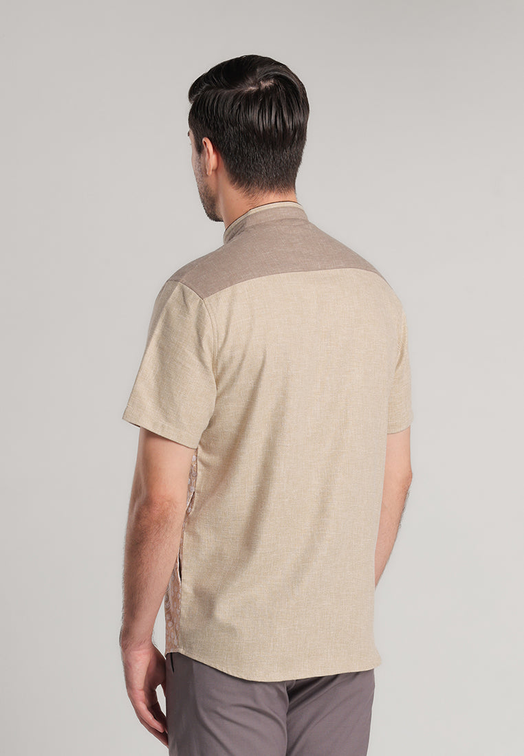 MOC Kemeja Koko Lengan Pendek Pria Emir - Khaki