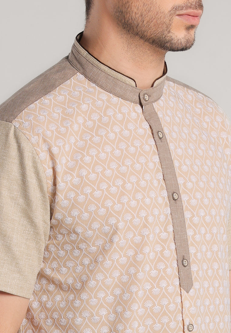 MOC Kemeja Koko Lengan Pendek Pria Emir - Khaki