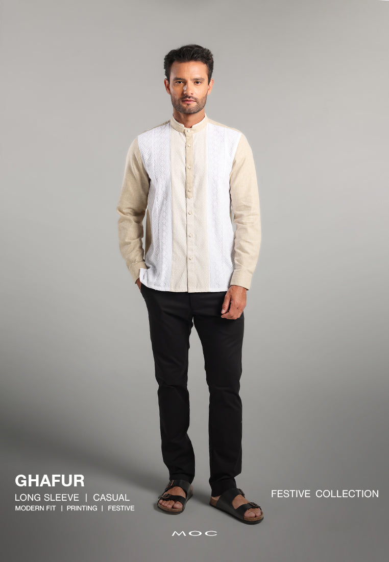 MOC Kemeja Koko Lengan Panjang Pria Ghafur - Khaki