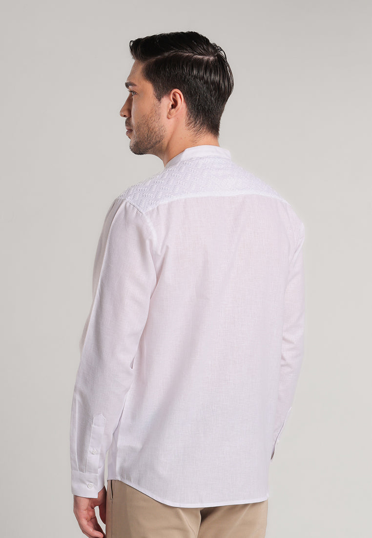 MOC Kemeja Koko Lengan Panjang Pria Mudzil - White