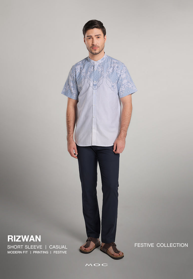 MOC - Kemeja Shanghai Lengan Pendek Rizwan - White