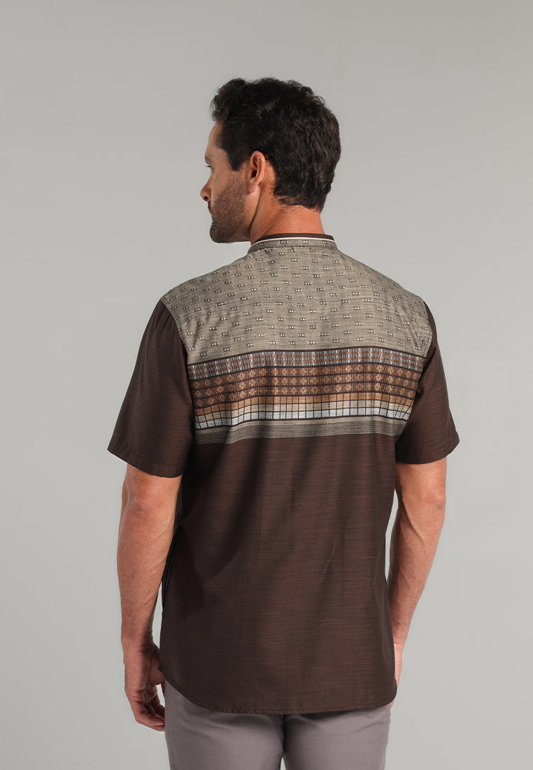 MOC Kemeja Koko Lengan Pendek Pria Syibah - Brown