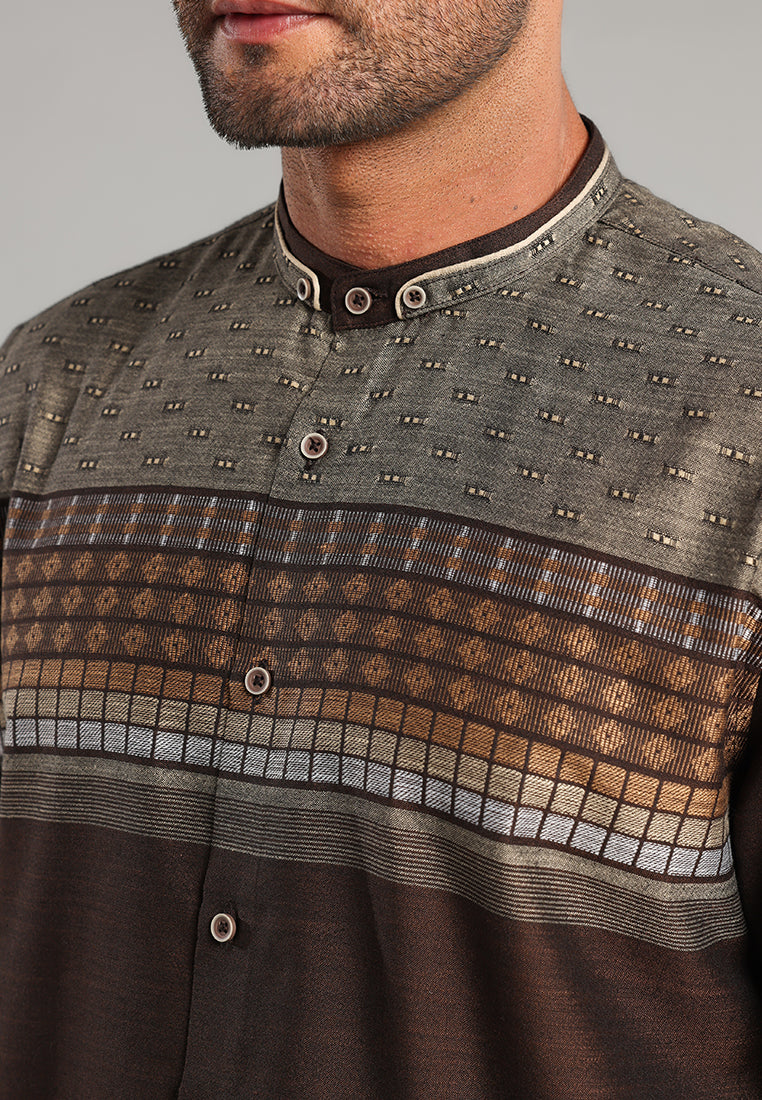 MOC Kemeja Koko Lengan Pendek Pria Syibah - Brown