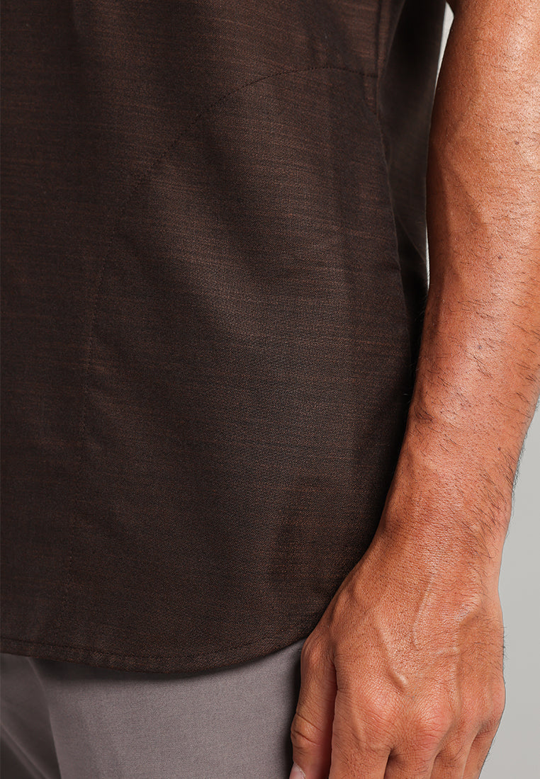 MOC Kemeja Koko Lengan Pendek Pria Syibah - Brown