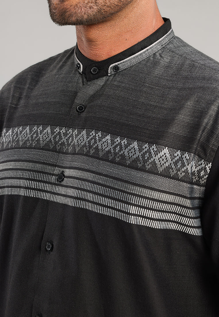 MOC Kemeja Koko Lengan Pendek Pria Barigh - Black