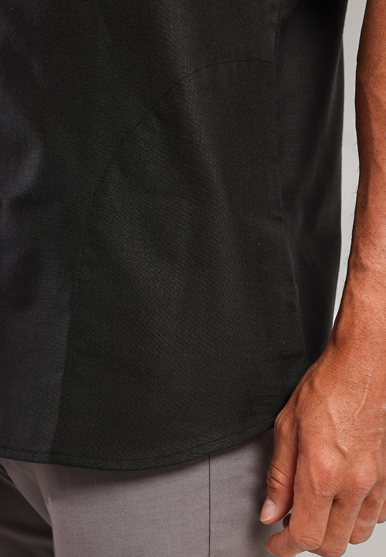 MOC Kemeja Koko Lengan Pendek Pria Barigh - Black