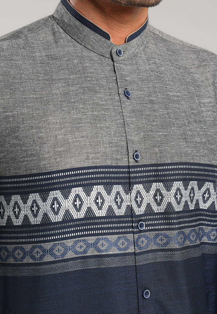 MOC Kemeja Koko Lengan Panjang Pria Syarib - Navy