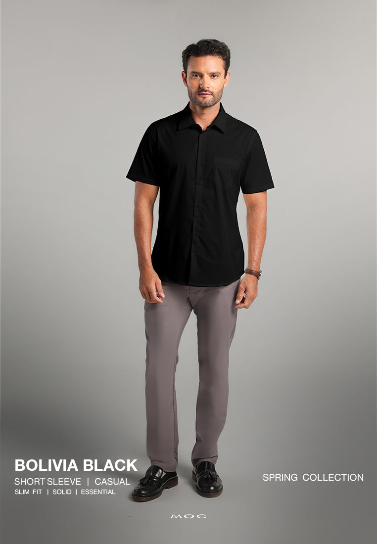 MOC - Kemeja Lengan Pendek Pria Bolivia - Black