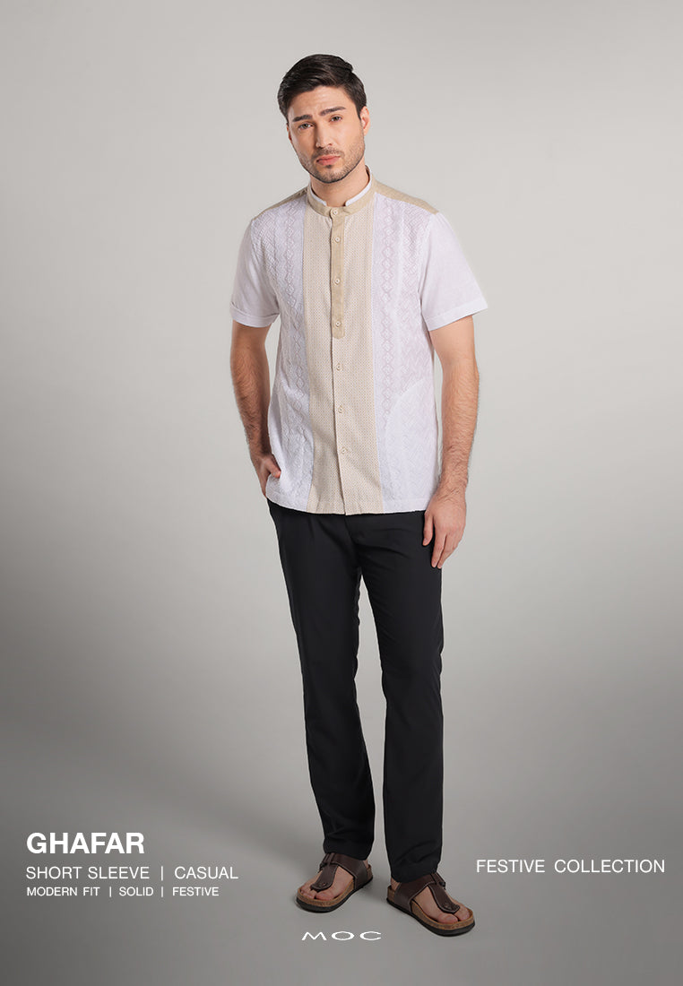 MOC Kemeja Koko Lengan Pendek Pria Ghafar - White