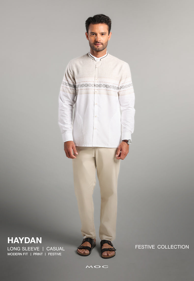 MOC Kemeja Koko Lengan Panjang Pria Haydan - Khaki