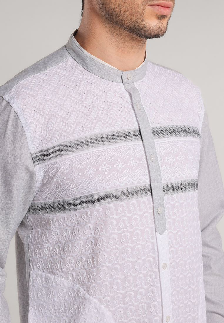 MOC Kemeja Koko Lengan Panjang Pria Mauza - Grey