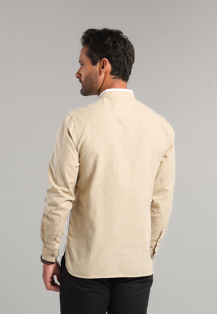 MOC Kemeja Koko Lengan Panjang Pria Nizam - Khaki