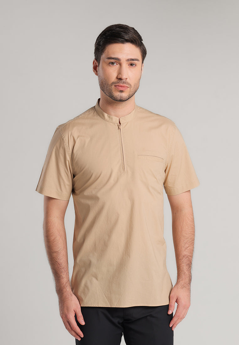 MOC - Kemeja Shanghai Lengan Pendek Pria Fahir - Beige