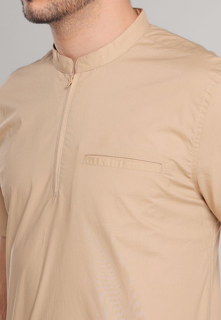 MOC - Kemeja Shanghai Lengan Pendek Pria Fahir - Beige
