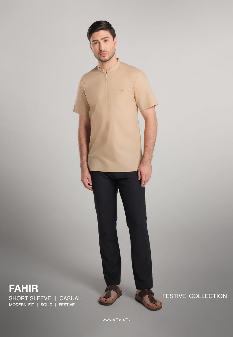 MOC - Kemeja Shanghai Lengan Pendek Pria Fahir - Beige