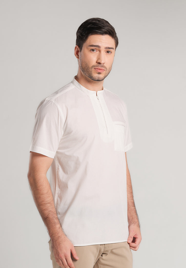 MOC - Kemeja Shanghai Lengan Pendek Pria Zahir - White
