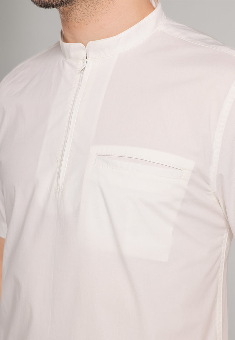 MOC - Kemeja Shanghai Lengan Pendek Pria Zahir - White