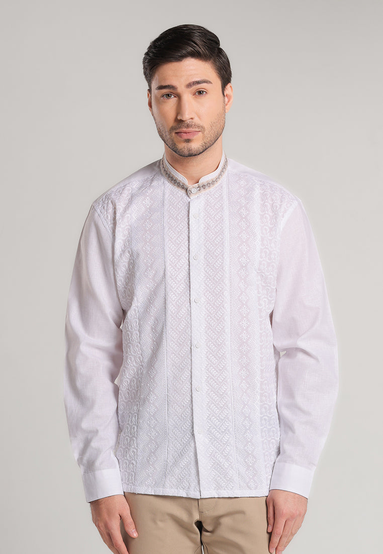 MOC Kemeja Koko Lengan Panjang Pria Kahfi - White