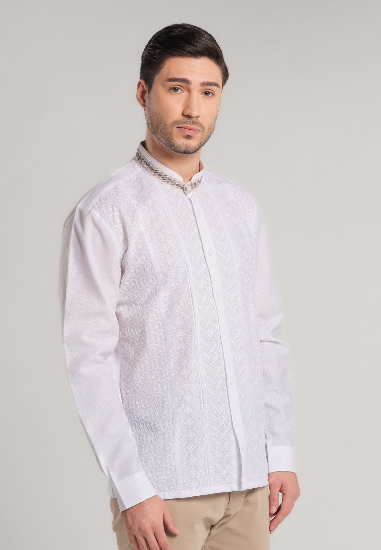 MOC Kemeja Koko Lengan Panjang Pria Kahfi - White