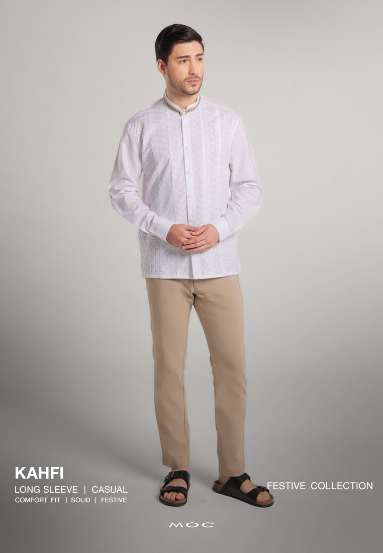 MOC Kemeja Koko Lengan Panjang Pria Kahfi - White