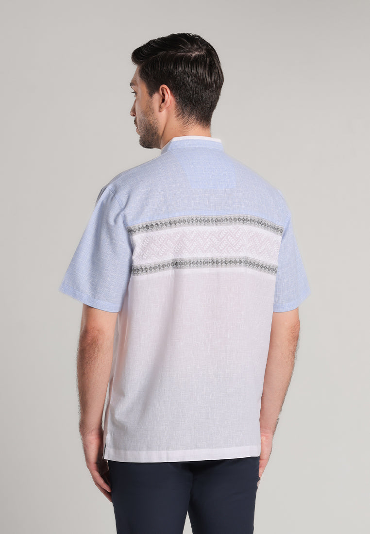 MOC Kemeja Koko Lengan Pendek Pria Baqi - Blue