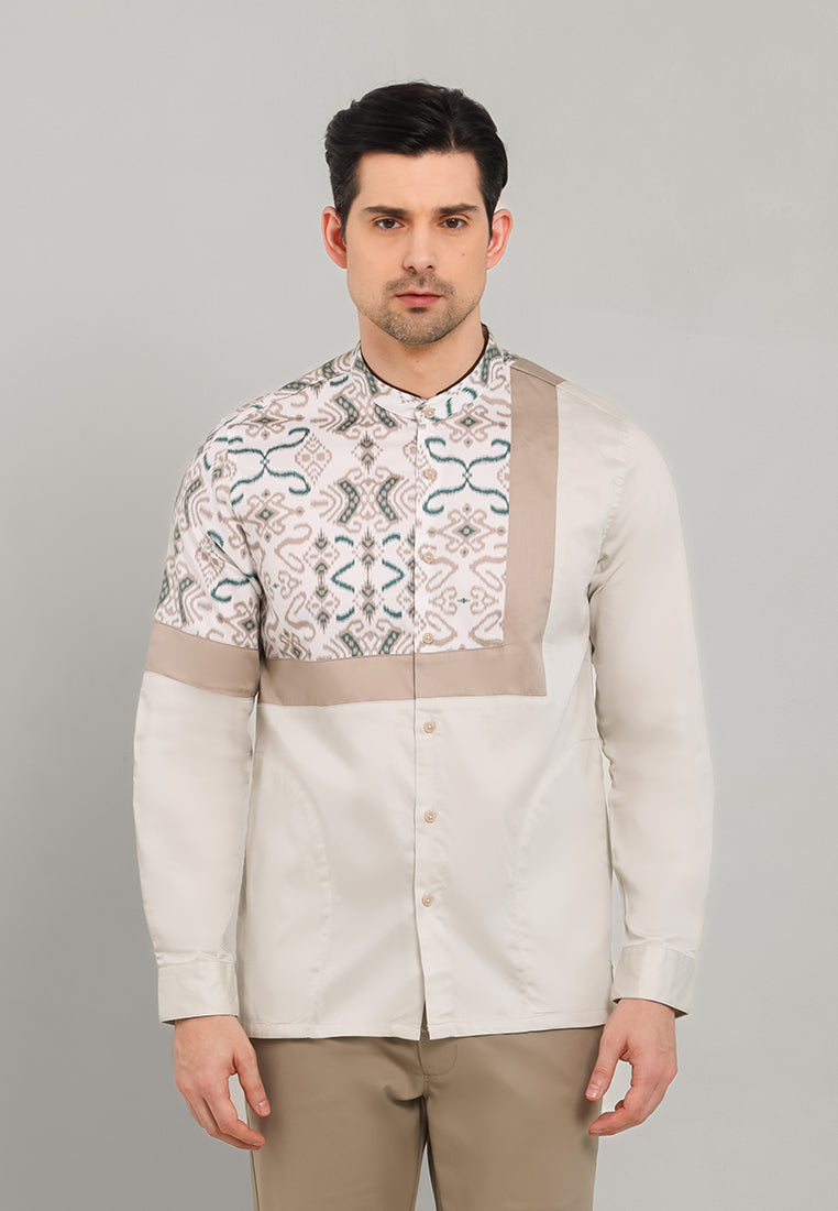 MOC - Kemeja Shanghai Lengan Panjang Pria Danish - Beige