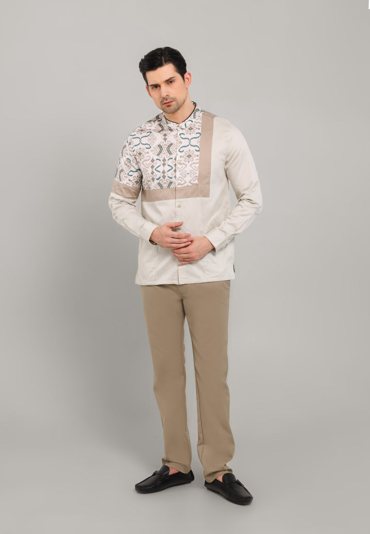 MOC - Kemeja Shanghai Lengan Panjang Pria Danish - Beige