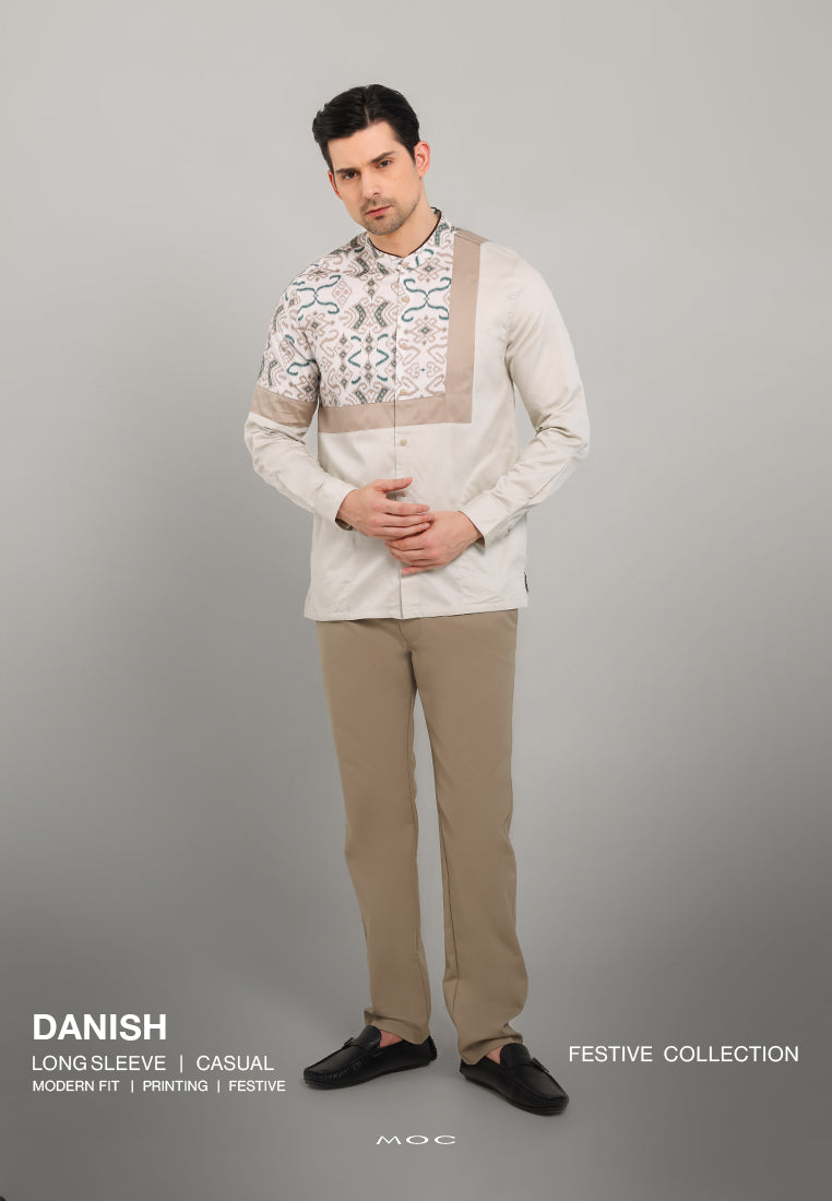 MOC - Kemeja Shanghai Lengan Panjang Pria Danish - Beige
