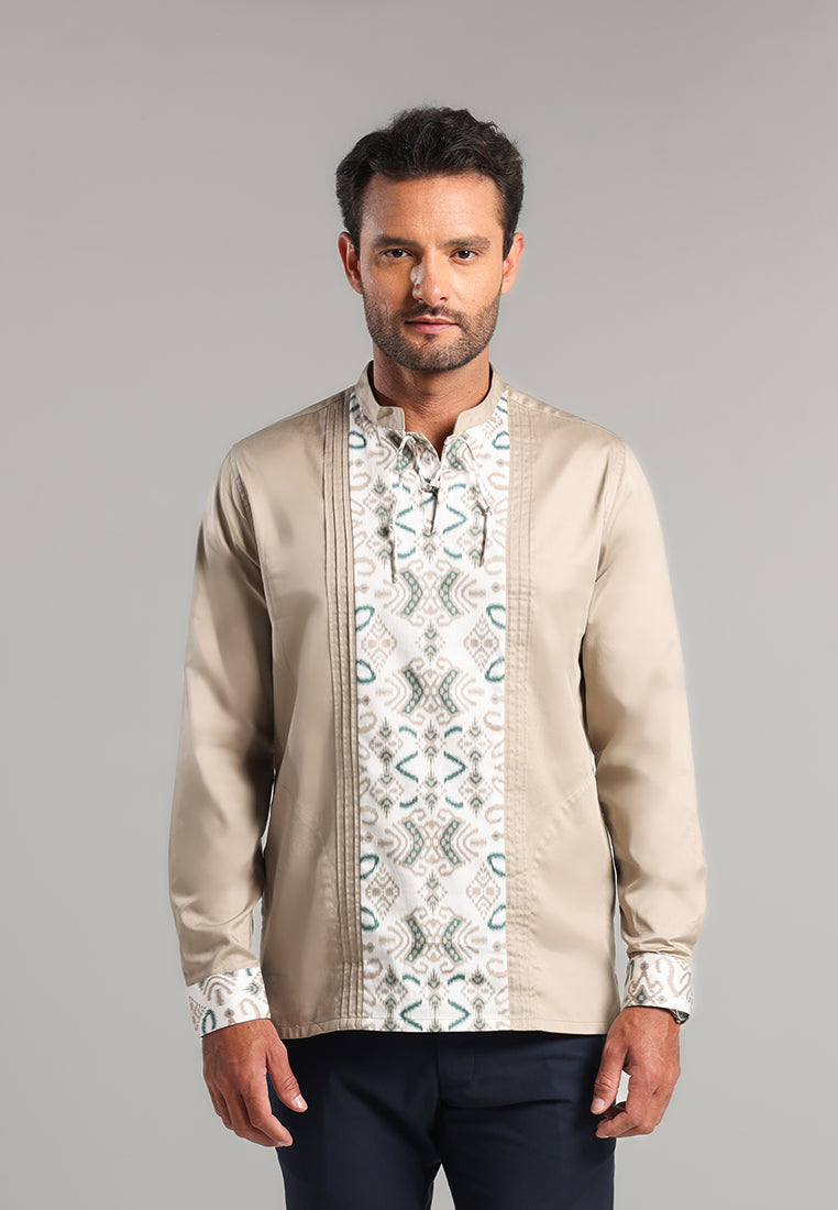 MOC Kemeja Shanghai Lengan Panjang Pria Aksa - Brown