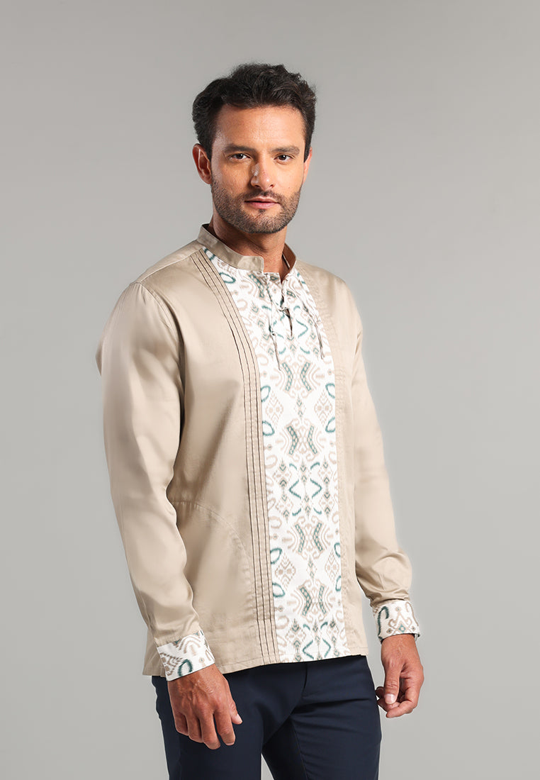 MOC Kemeja Shanghai Lengan Panjang Pria Aksa - Brown