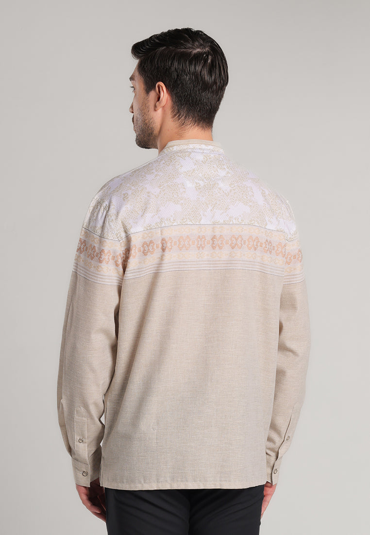 MOC Kemeja Koko Lengan Panjang Pria Rasil - Khaki