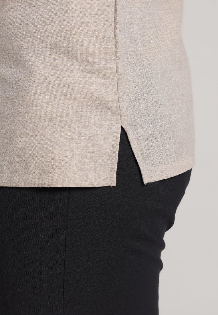 MOC Kemeja Koko Lengan Panjang Pria Rasil - Khaki