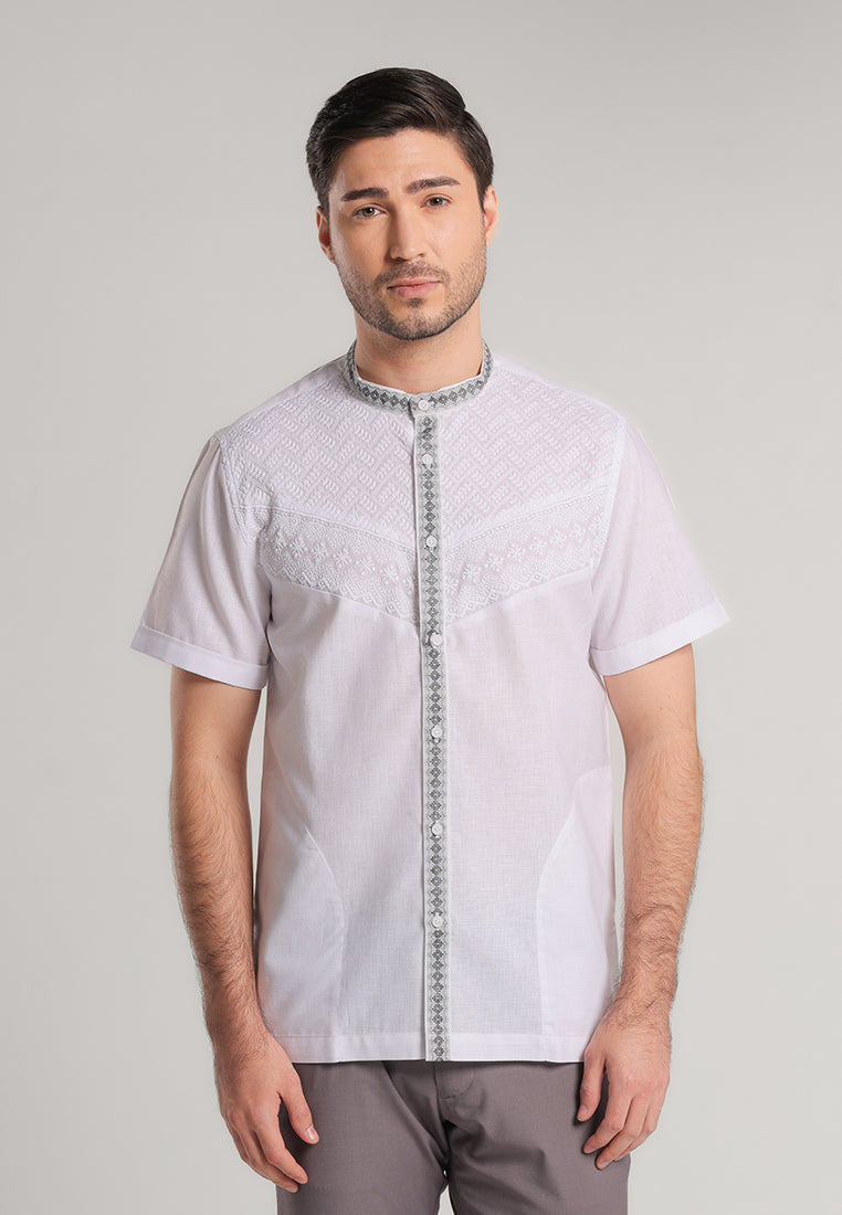 MOC Kemeja Koko Lengan Pendek Pria Majid - White