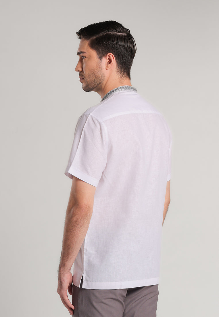 MOC Kemeja Koko Lengan Pendek Pria Majid - White