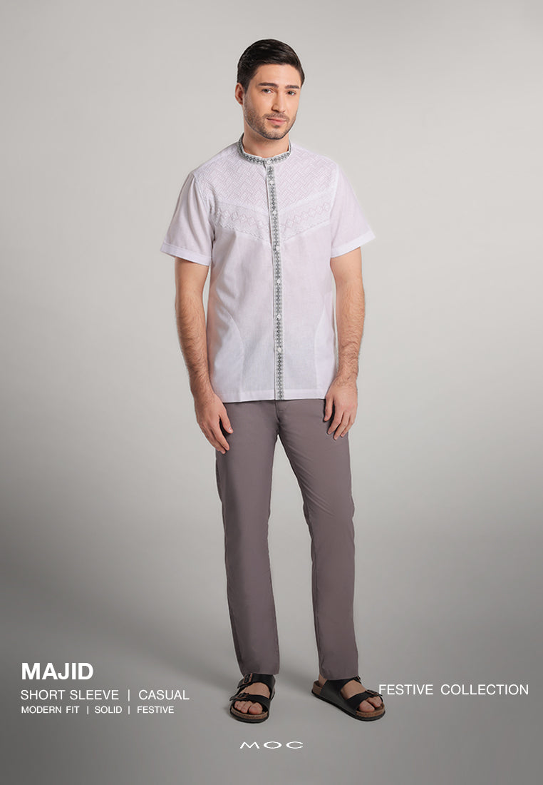 MOC Kemeja Koko Lengan Pendek Pria Majid - White